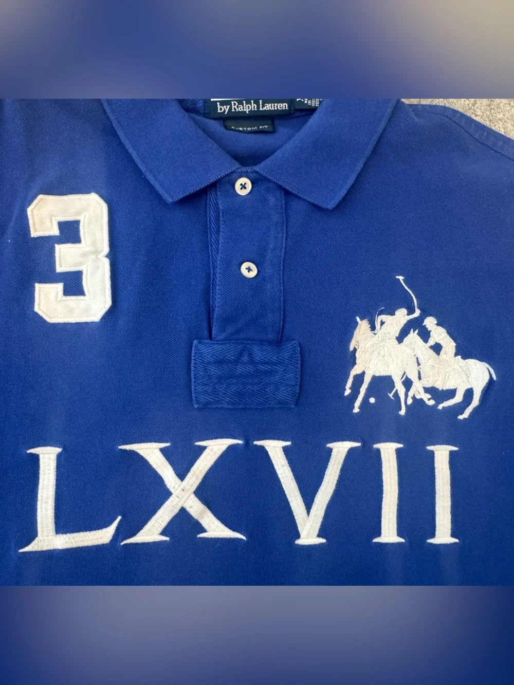 Polo Ralph Lauren big pony white blue LX VII polo custom fit men’s XL